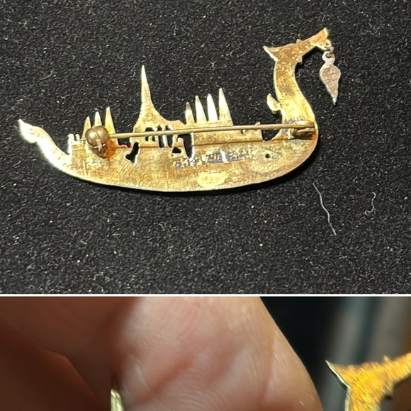 Vintage 1950's Sterling Silver Siam Dragon Boat Brooch - Picture 4 of 7